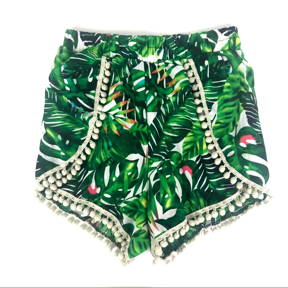 Tropical Leaf Print Wrap Shorts Size Small